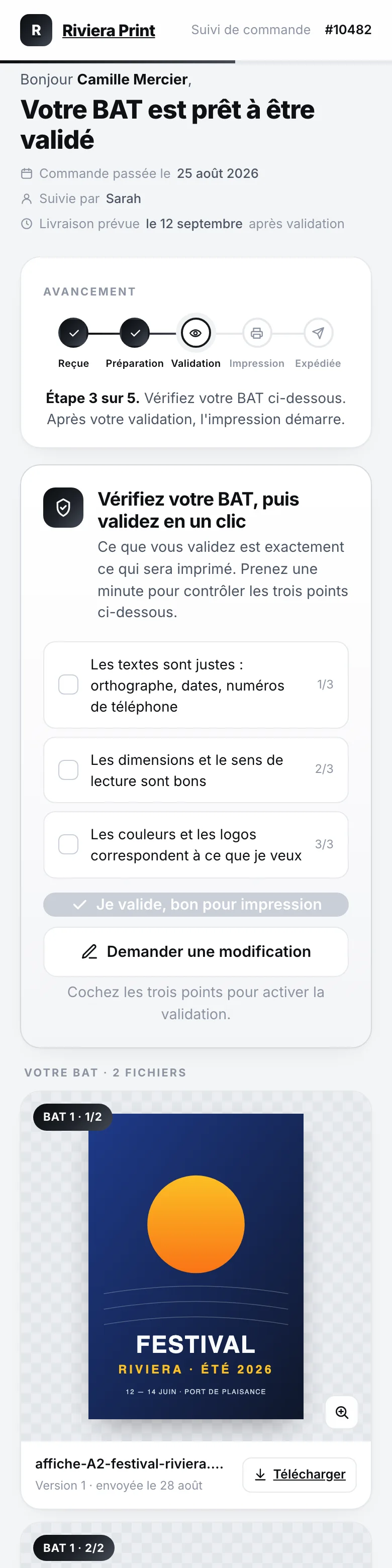 Le portail client sur téléphone